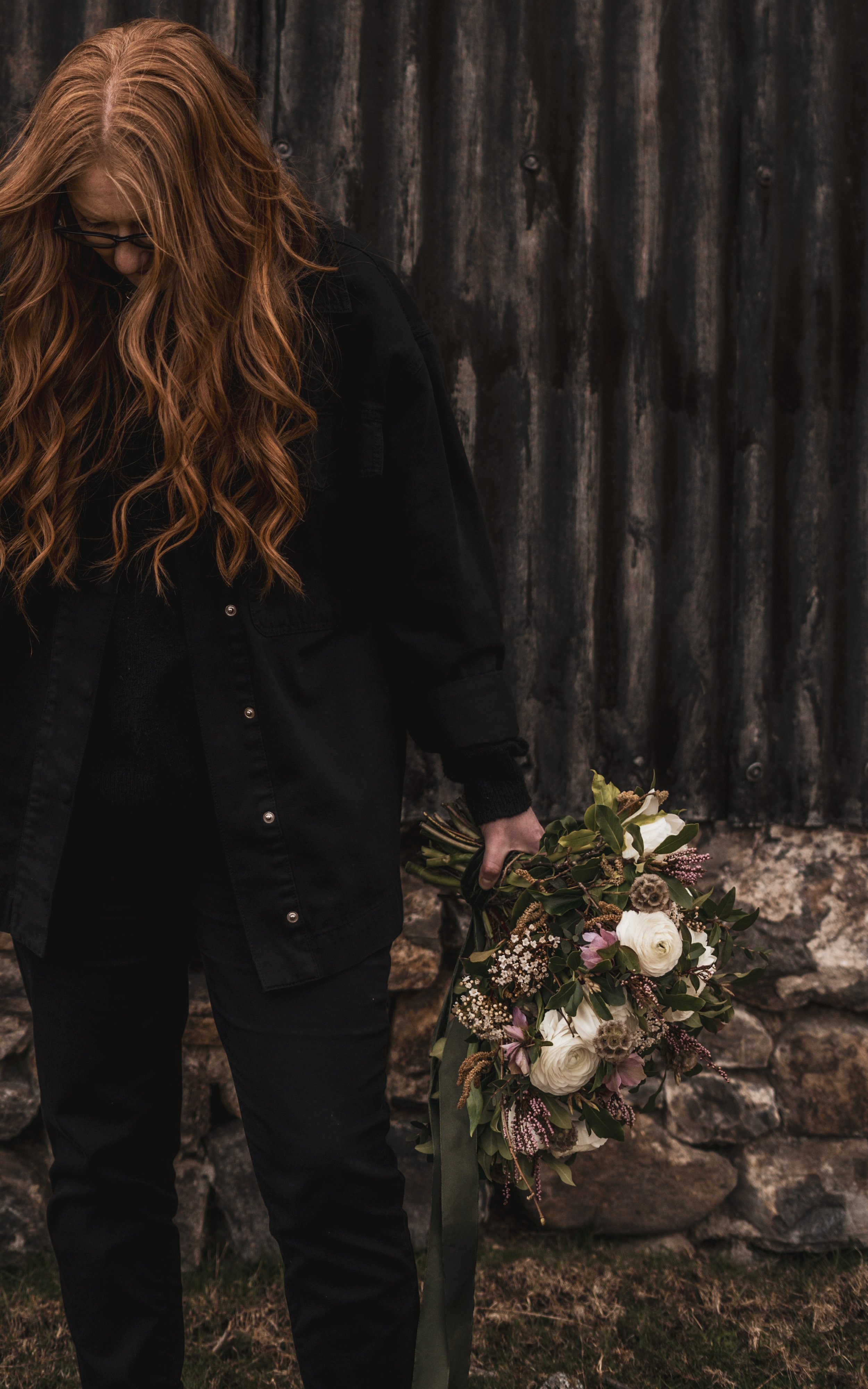 Emily holding a bouquet